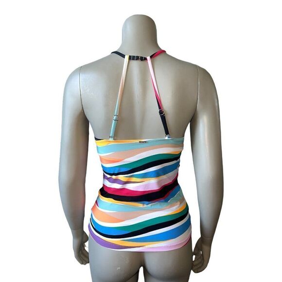 Anne Cole Multicolor Striped High-Neck Tankini Swim Top Small NWT - Picture 3 of 8